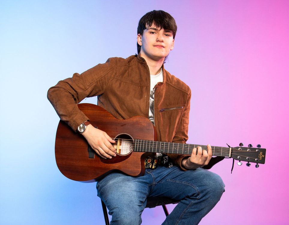 SERC HE student Chris Barry with his guitar